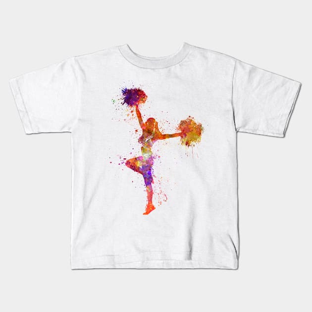 Sports cheerleader in watercolor Kids T-Shirt by PaulrommerArt